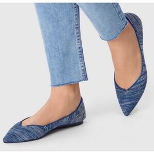 Rothy’s The Point Blue Indigo Heather Pointed Toe Flats Shoes Women Size 10.5 W